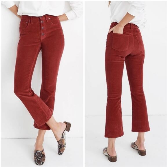 Madewell Cali Demi Button Fly Corduroy Pants Rust Orange 31 - Picture 1 of 10